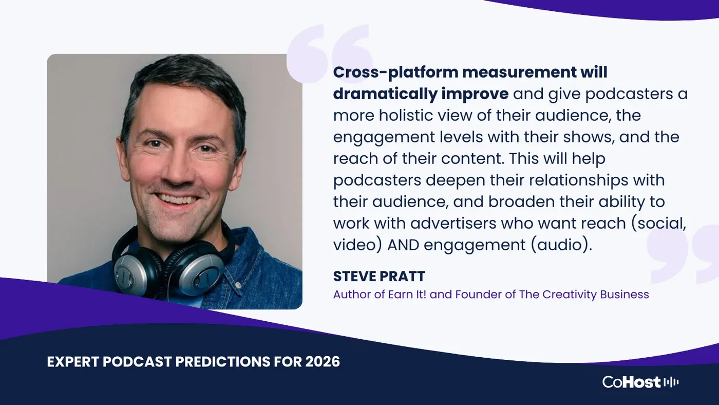 Steve Pratt, Author of Earn It! and Founder of The Creativity Business, quote card on cross-platform measurement