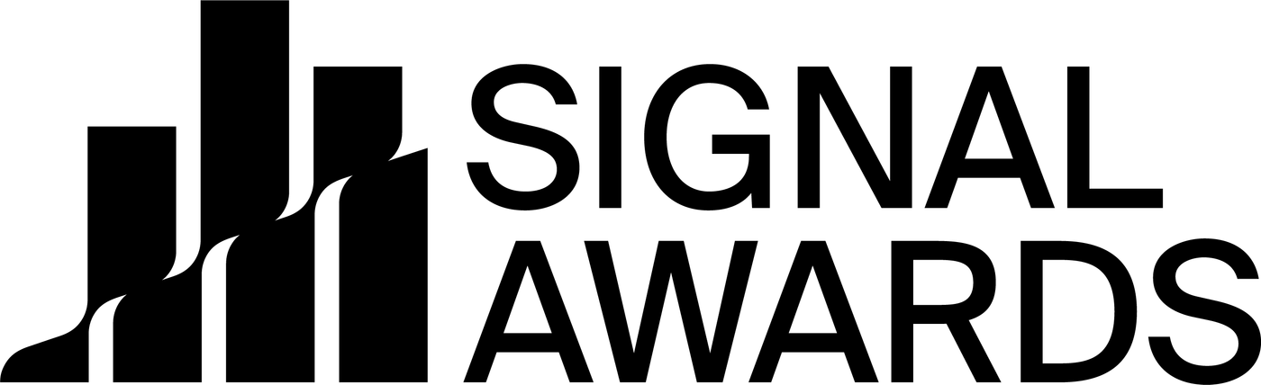 The Signal Awards black logo, with bar-graph style vertical bars beside the words "SIGNAL AWARDS".