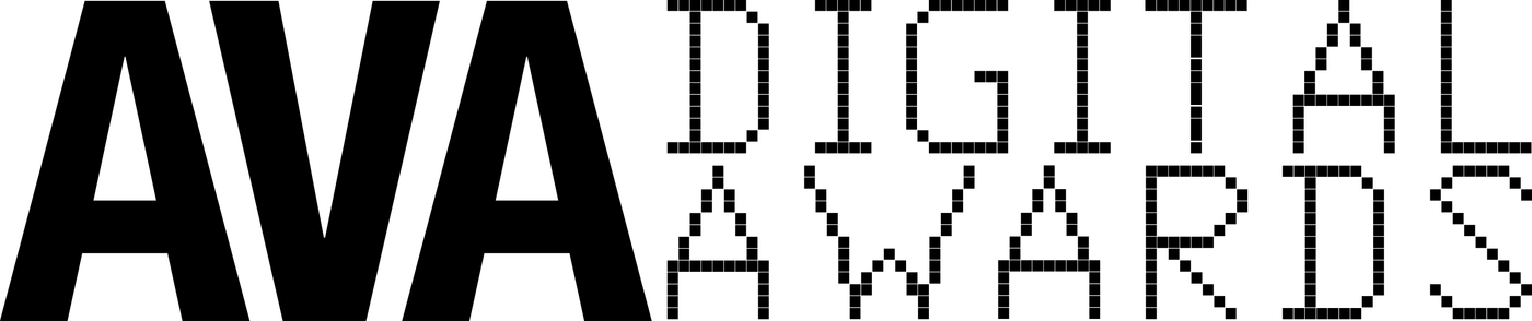 The AVA Digital Awards logo with bold "AVA" letters beside pixelated "DIGITAL AWARDS" text in black