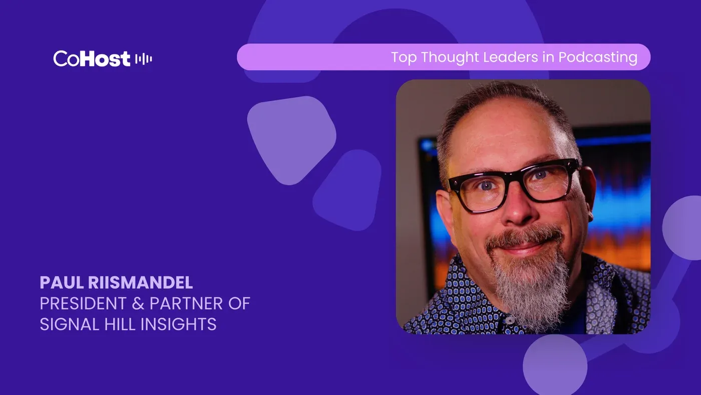 CoHost card titled "Paul Riismandel, President & Partner of Signal Hill Insights" with his bespectacled, bearded headshot
