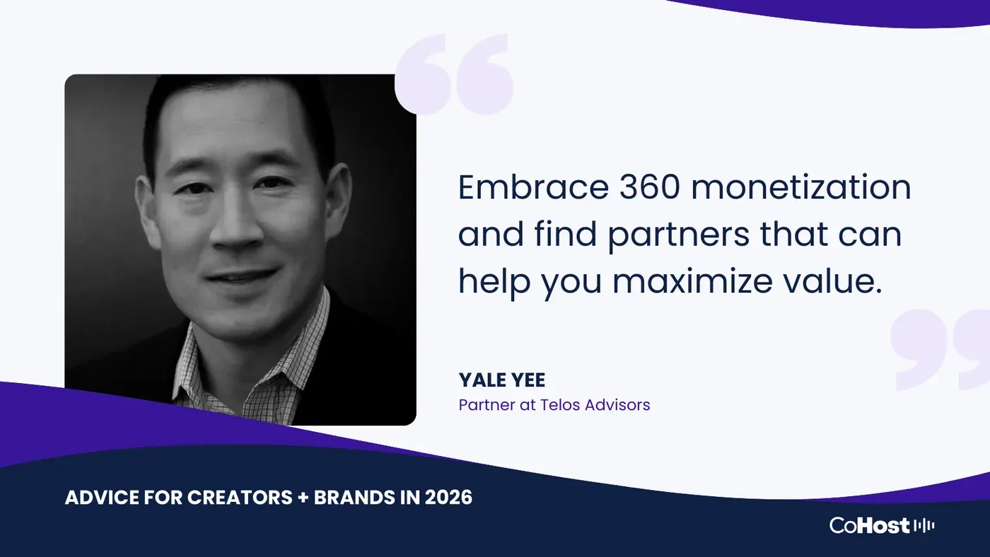 Yale Yee, Partner at Telos Advisors, beside the quote "Embrace 360 monetization and find partners that can help you maximize value."